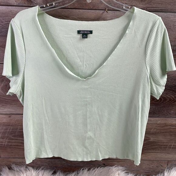 Wild Fable Womens Rayon Spandex Ribbed Crop Top Plus Size XXL Mint Green NWOT - Picture 2 of 4